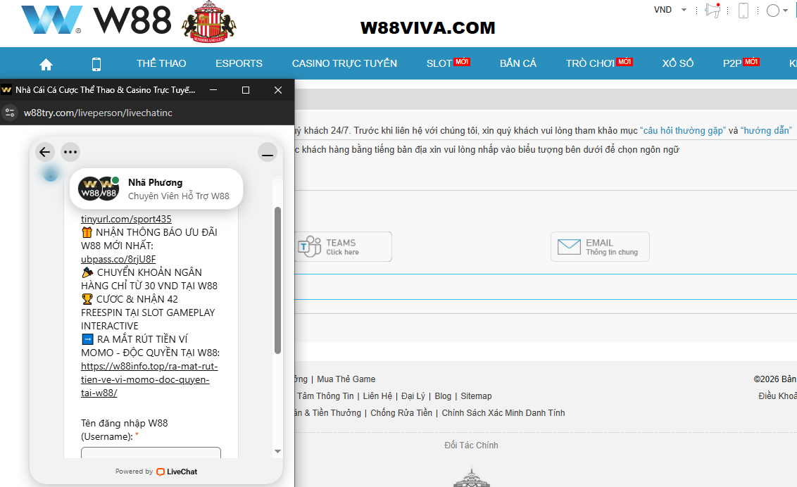 W88 Dịch vụ chăm sóc khách hàng tại W88